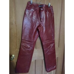 Vintage GAP Leather Boot Cut Pants Women's Size 8 Lined Red Bootcut Vtg